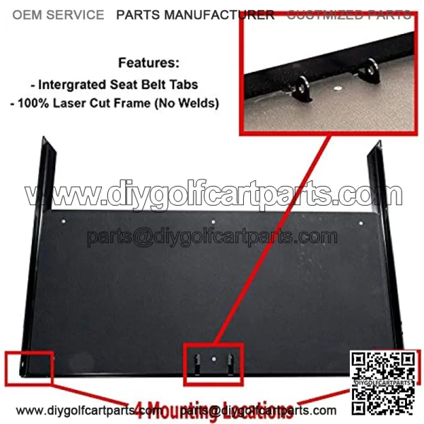 Club Car Precedent Golf Cart Flip Folding Rear Back Seat Kit - Black - Image 4
