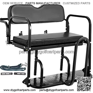 Golf Cart Rear Seat, Club Car Rear Seat for Yamaha G29 Drive 2006-2016, Heavy Duty Golf Cart Back Seat 1102 lbs Capacity, Black Steel Golf Cart Flip Folding Rear Back Seat Kit with Grab Bar