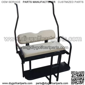 Club Car DS Golf Cart Rear Seat Kit (1982 - 2013 models) - (Matches Factory front seat) - Flip Seat w/ Cargo Bed & Free Grab Bar