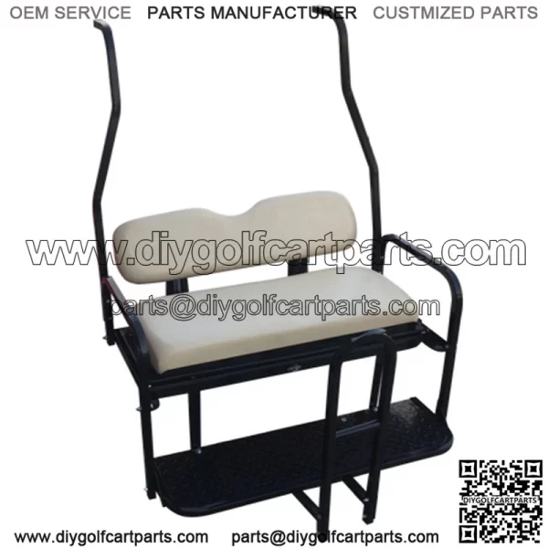 Club Car DS Golf Cart Rear Seat Kit (1982 - 2013 models) - (Matches Factory front seat) - Flip Seat w/ Cargo Bed & Free Grab Bar