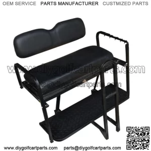 Club Car Precedent Golf Cart Rear Seat Kit - BLACK (Flip Seat w/ Cargo Bed & Free Grab Bar, Fits ALL 2004+)