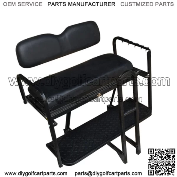 Club Car Precedent Golf Cart Rear Seat Kit - BLACK (Flip Seat w/ Cargo Bed & Free Grab Bar, Fits ALL 2004+)