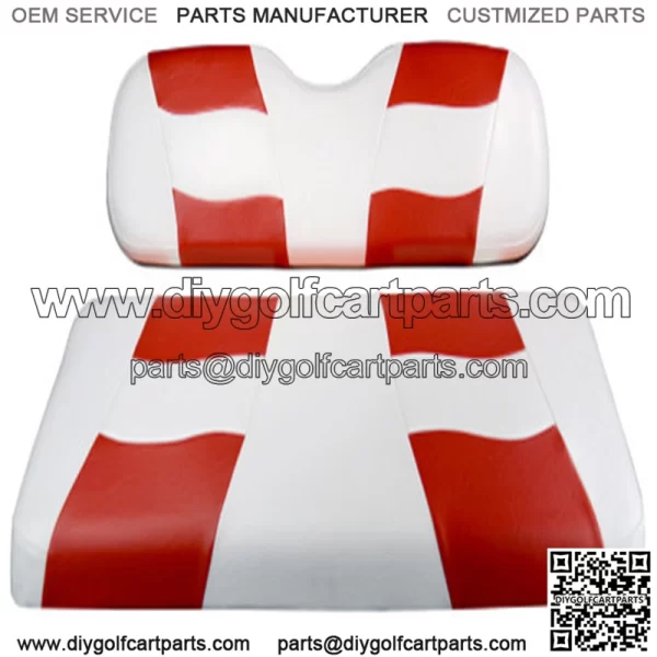 Riptide Two Tone Front Seat Covers in White/Red - Fits all Carts!