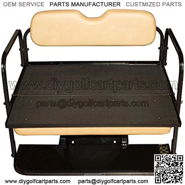 Performance Plus Carts EZGO TXT Golf Cart Rear Flip Folding Back Seat Kit, 1995 and Up - Factory Tan Cushions - Image 5