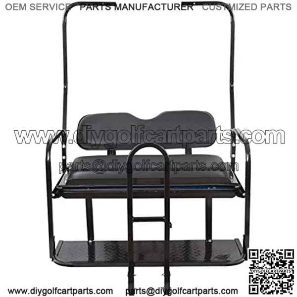 Black Rear Seat Flip Back Seat Compatible with 1982-2000.5 Club Car DS Model Golf Cart - Image 2