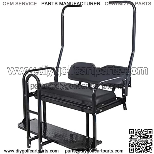 Black Rear Seat Flip Back Seat Compatible with 1982-2000.5 Club Car DS Model Golf Cart - Image 3