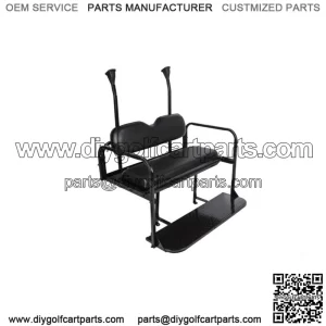 For Club Car Precedent Golf Cart Flip Folding Rear Back Seat Kit - Black Cushion
