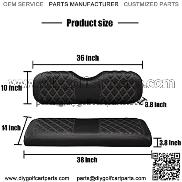 Golf Cart Diamond seat Cover for Club Car EZGO Yamaha, Golf cart Vinyl seat Cover with Brown Stitching - Image 3