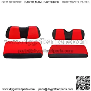 Golf Cart Front Rear Seat Cover Set for EZGO TXT RXV & Club Car DS 2000-up(Flat Backrest), Made w/ 3D Air Mesh Polyester Fabric Breathable Washable