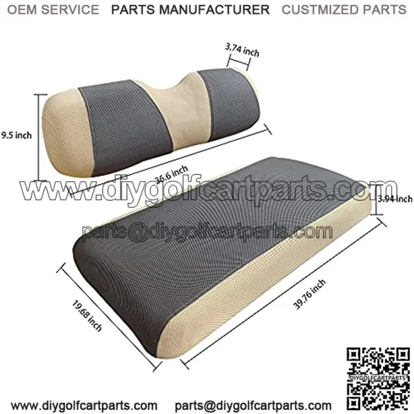 Golf Cart Seat Covers for EZGO TXT RXV & Club Car DS 2000-up, Breathable Air Mesh Fabric Washable - Gray Beige - Image 3
