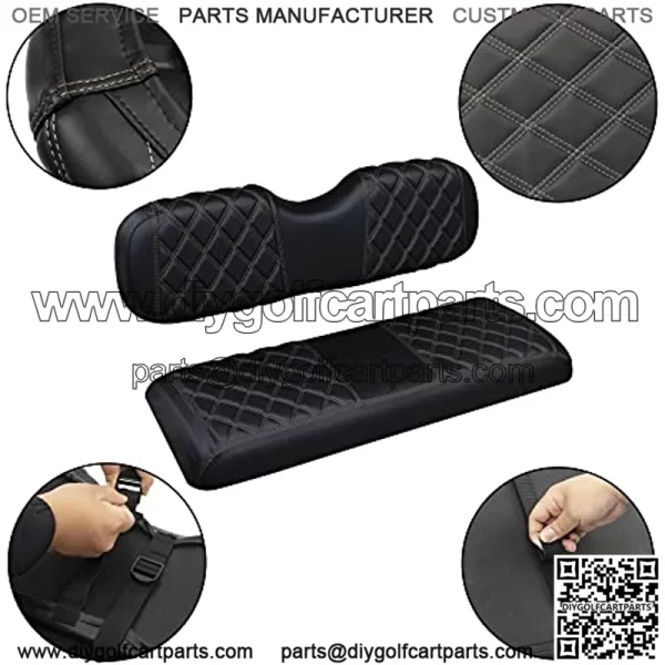 Golf Cart RS Type Diamond Seat Cover Kit, for Common Seat Cushion for Aftermarket Rear Seat Kits, Golf cart Vinyl Seat Cover - Image 5