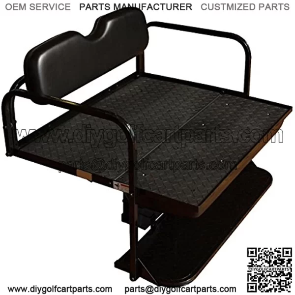 Performance Plus Carts EZGO TXT Golf Cart Flip Folding Rear Back Seat Kit - Black Cushions - Image 4