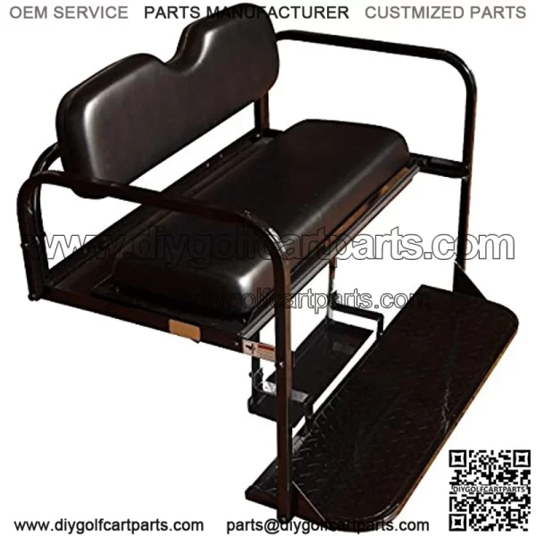Performance Plus Carts EZGO TXT Golf Cart Flip Folding Rear Back Seat Kit - Black Cushions - Image 5