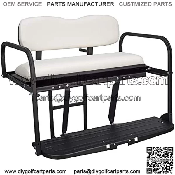Club Car DS Golf Cart Flip Folding Rear Back Seat Kit - White