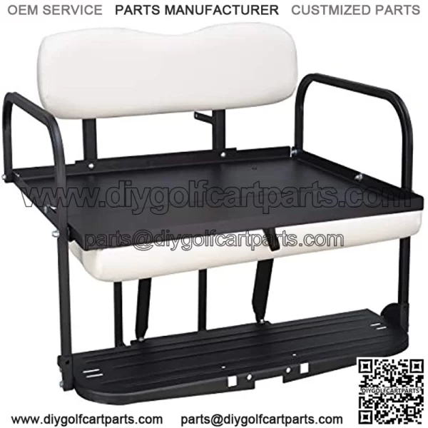 Club Car DS Golf Cart Flip Folding Rear Back Seat Kit - White - Image 2