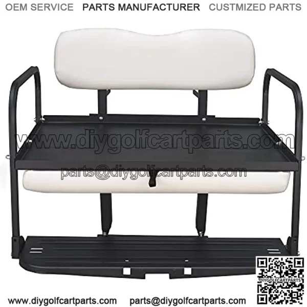 Club Car DS Golf Cart Flip Folding Rear Back Seat Kit - White - Image 4