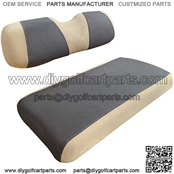 Golf Cart Seat Cover Washable Mesh Bench Seat Cover Fits Most of EZGO TXT RXV Club Car DS (Gray+Beige)