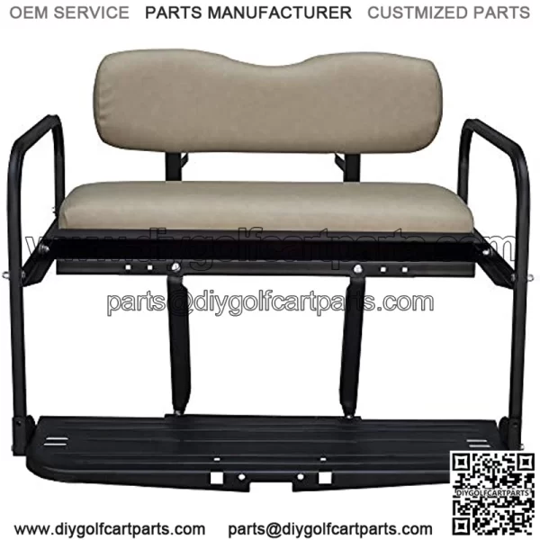 Gusto Club Car DS Golf Cart Flip Folding Rear Back Seat Kit - Buff - Image 3