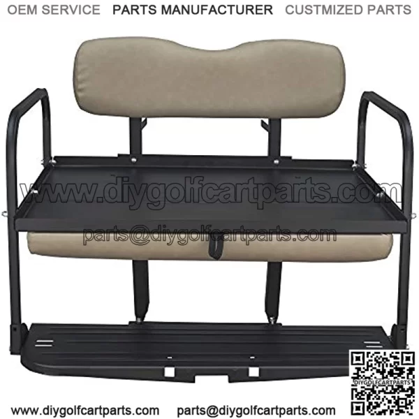 Gusto Club Car DS Golf Cart Flip Folding Rear Back Seat Kit - Buff - Image 4