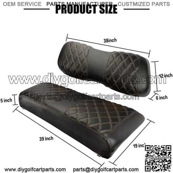 Golf Cart D Diamond Seat Cover Kit, Fit for Club Car DS OEM Ordinary Seat Cushion, No Need to Use Gun Nails, Golf cart Vinyl seat Cover - Image 3