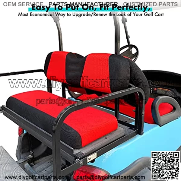 Golf Cart Front and Rear Seat Cover Set for Club Car Precedent & Yamaha 4 Passenger Models,Stylish Quality Bench Seat Covers Kit Breathable Washable Polyester Mesh Cloth (L+XS) - Image 2