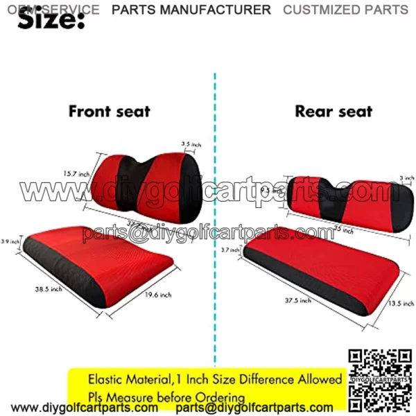 Golf Cart Front and Rear Seat Cover Set for Club Car Precedent & Yamaha 4 Passenger Models,Stylish Quality Bench Seat Covers Kit Breathable Washable Polyester Mesh Cloth (L+XS) - Image 4