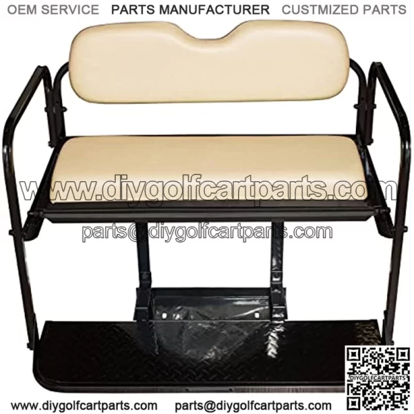 Performance Plus Carts Club Car Precedent Golf Cart Flip Folding Rear Back Seat Kit - Buff Cushions - Image 2