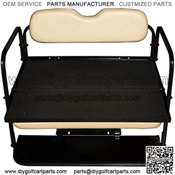 Performance Plus Carts Club Car Precedent Golf Cart Flip Folding Rear Back Seat Kit - Buff Cushions - Image 3