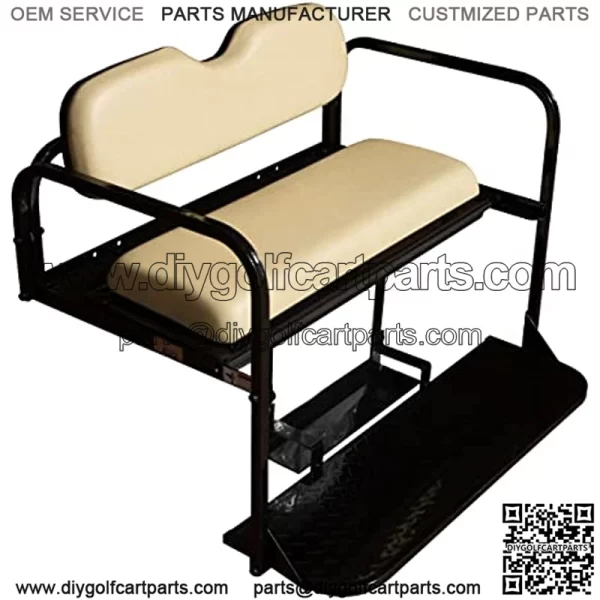 Performance Plus Carts Club Car Precedent Golf Cart Flip Folding Rear Back Seat Kit - Buff Cushions - Image 4