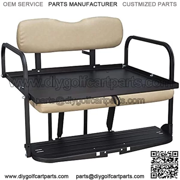 Club Car Precedent Golf Cart Flip Folding Rear Back Seat Kit - Buff - Image 2