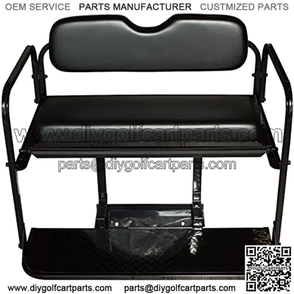 Performance Plus Carts EZGO RXV Golf Cart Flip Folding Rear Back Seat Kit - Black Cushions - Image 2