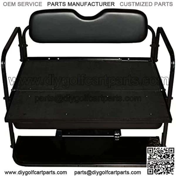 Performance Plus Carts EZGO RXV Golf Cart Flip Folding Rear Back Seat Kit - Black Cushions - Image 3