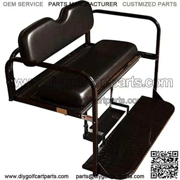 Performance Plus Carts EZGO RXV Golf Cart Flip Folding Rear Back Seat Kit - Black Cushions - Image 4