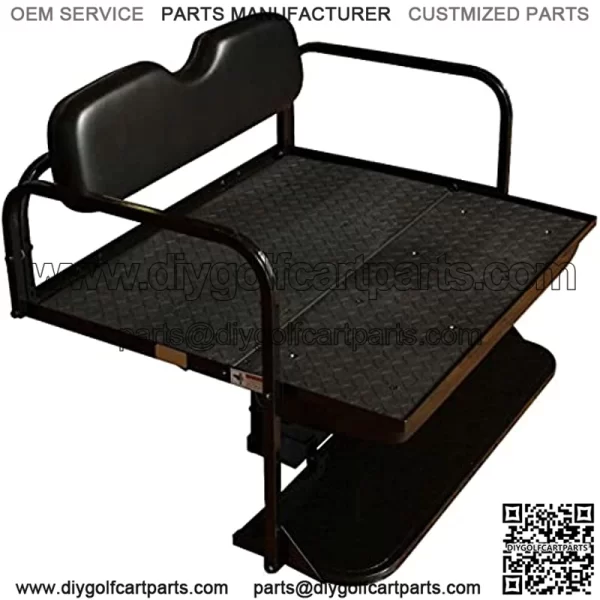 Performance Plus Carts EZGO RXV Golf Cart Flip Folding Rear Back Seat Kit - Black Cushions - Image 5