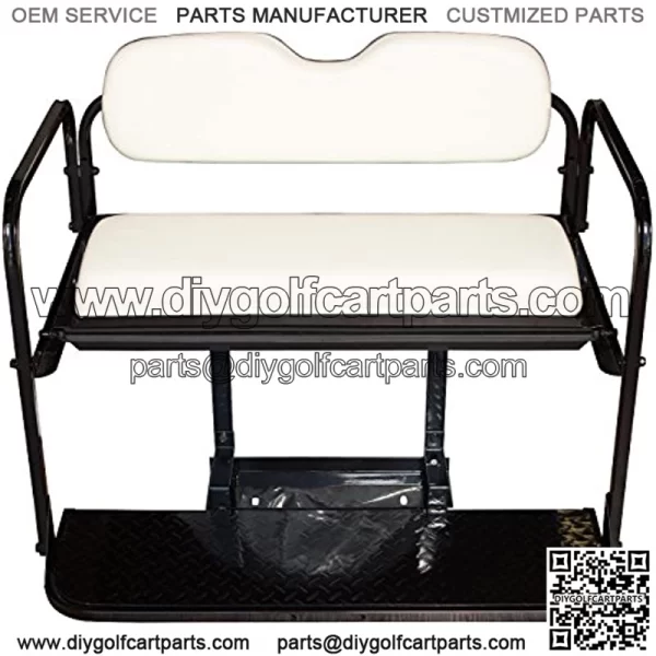 Performance Plus Carts EZGO TXT Golf Cart Flip Folding Rear Back Seat Kit - Oyster White Cushions - Image 2