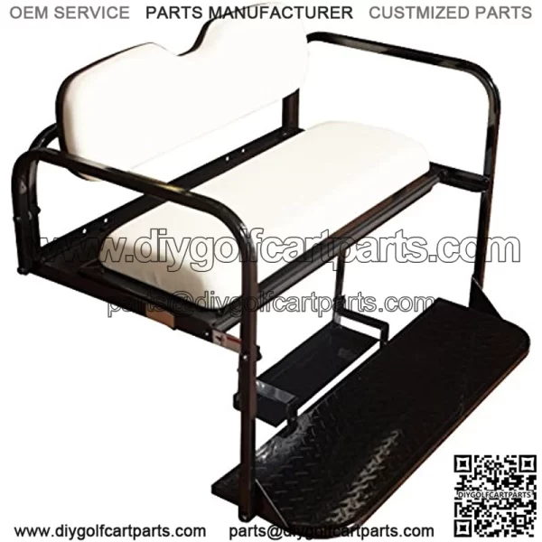 Performance Plus Carts EZGO TXT Golf Cart Flip Folding Rear Back Seat Kit - Oyster White Cushions - Image 4