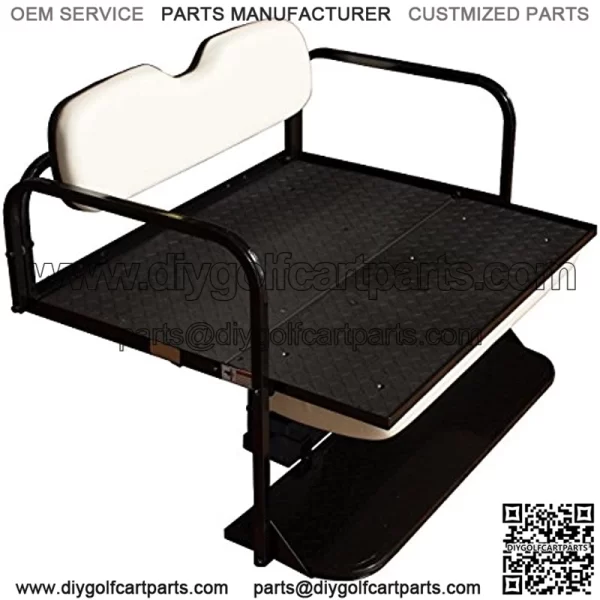 Performance Plus Carts EZGO TXT Golf Cart Flip Folding Rear Back Seat Kit - Oyster White Cushions - Image 5