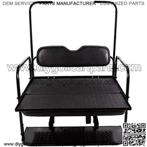 Flip Folding Rear Back Seat Kit Compatible with EZGO TXT Golf Cart | Black Cushions | 1995 & Up - You Will Receive (2) Packages
