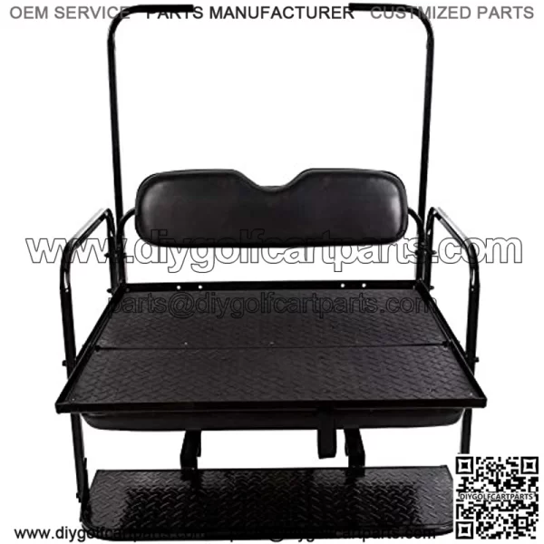 Flip Folding Rear Back Seat Kit Compatible with EZGO TXT Golf Cart | Black Cushions | 1995 & Up - You Will Receive (2) Packages