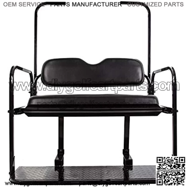 Flip Folding Rear Back Seat Kit Compatible with EZGO TXT Golf Cart | Black Cushions | 1995 & Up - You Will Receive (2) Packages - Image 2