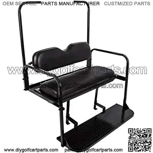 Flip Folding Rear Back Seat Kit Compatible with EZGO TXT Golf Cart | Black Cushions | 1995 & Up - You Will Receive (2) Packages - Image 3