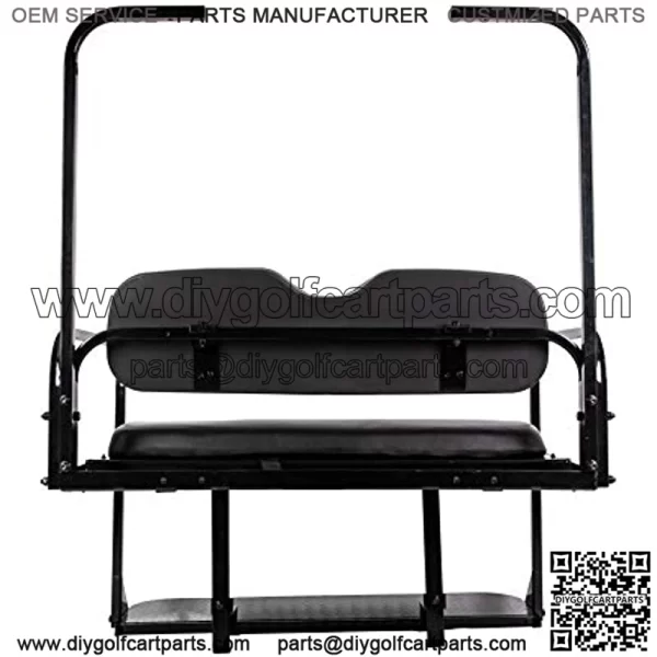 Flip Folding Rear Back Seat Kit Compatible with EZGO TXT Golf Cart | Black Cushions | 1995 & Up - You Will Receive (2) Packages - Image 4