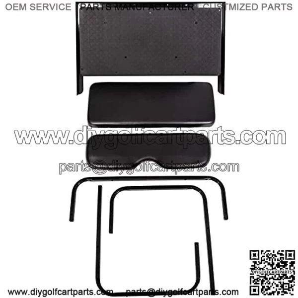 Flip Folding Rear Back Seat Kit Compatible with EZGO TXT Golf Cart | Black Cushions | 1995 & Up - You Will Receive (2) Packages - Image 5