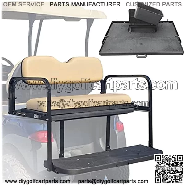 ProFormX Challenger SE Golf Cart Rear Seat Club Car Precedent Rear Seat Flip Kit with Buff Cushions Also fits Onward and Tempo.