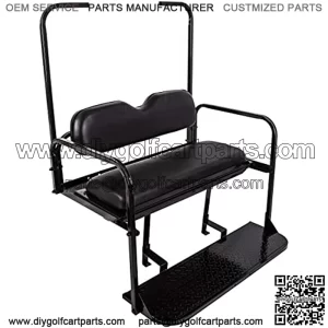 Flip Folding Rear Back Black Seat Kit Compatible with 1995 & Up EZGO TXT Golf Cart w/roof Support - You Will Receive 2 Packages