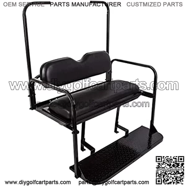 Flip Folding Rear Back Black Seat Kit Compatible with 1995 & Up EZGO TXT Golf Cart w/roof Support - You Will Receive 2 Packages