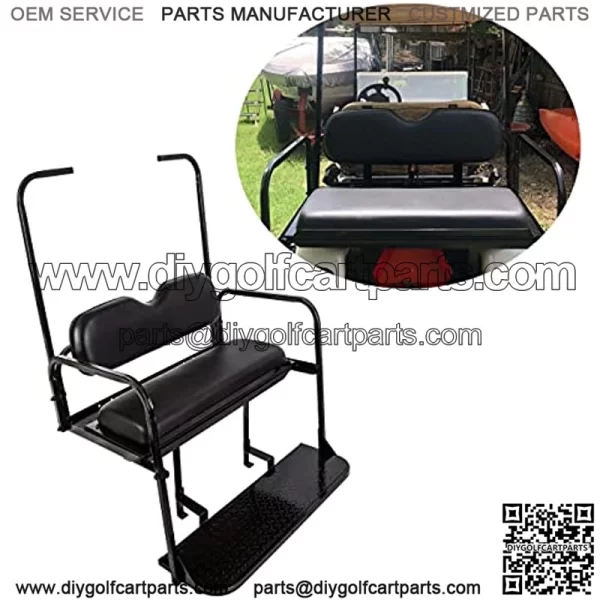 Flip Folding Rear Back Black Seat Kit Compatible with 1995 & Up EZGO TXT Golf Cart w/roof Support - You Will Receive 2 Packages - Image 2