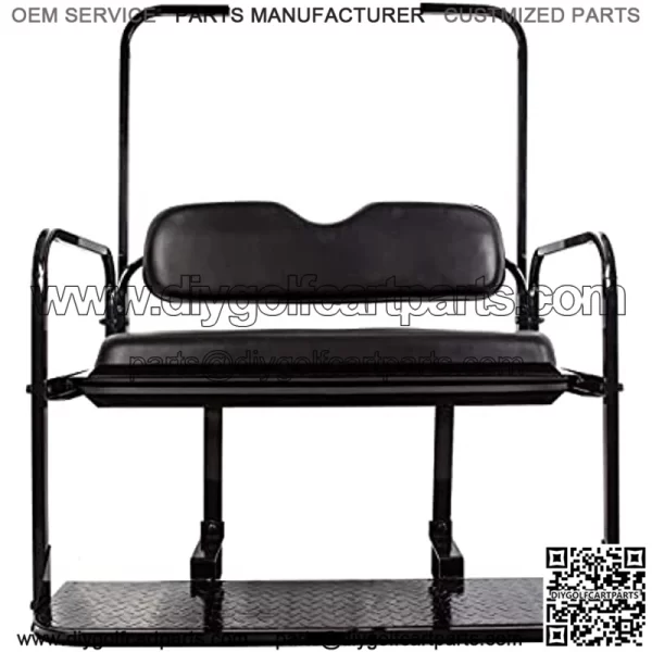 Flip Folding Rear Back Black Seat Kit Compatible with 1995 & Up EZGO TXT Golf Cart w/roof Support - You Will Receive 2 Packages - Image 3