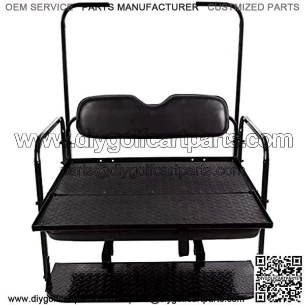 Flip Folding Rear Back Black Seat Kit Compatible with 1995 & Up EZGO TXT Golf Cart w/roof Support - You Will Receive 2 Packages - Image 4