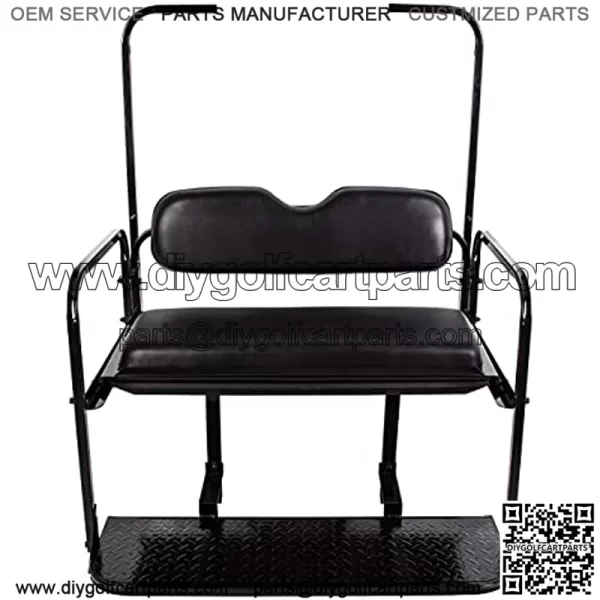 Flip Folding Rear Back Black Seat Kit Compatible with 1995 & Up EZGO TXT Golf Cart w/roof Support - You Will Receive 2 Packages - Image 5